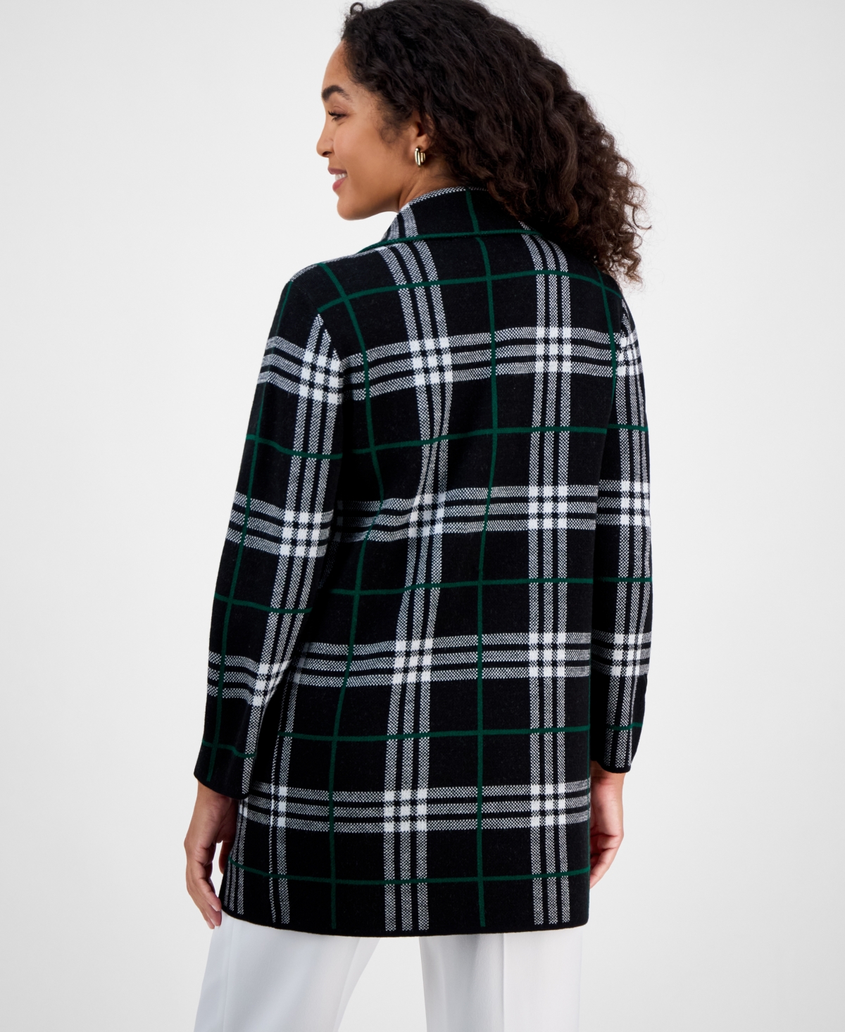 Kasper Pliad Longline Open Front Sweater Coat In Multi