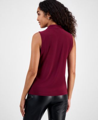 Women's Sleeveless Knot Front Jersey Top, Regular & Petite