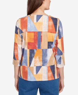 Women's Colorblock Detailed Crew Neck Top