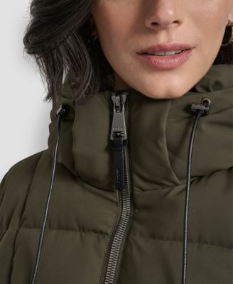 Women's Belted Hooded Puffer Coat