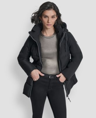 Women's Belted Hooded Puffer Coat
