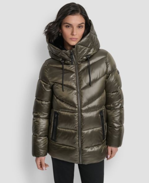 Женские куртки DKNY Shine Hooded Puffer Coat