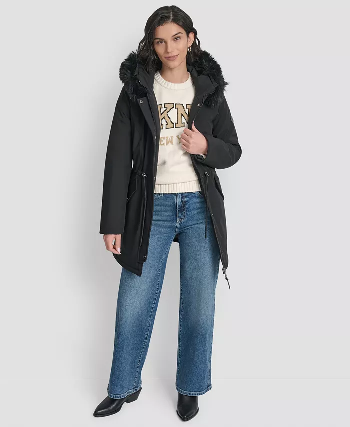 Women's Trim Hooded Anorak Puffer Coat - thumbnail 5