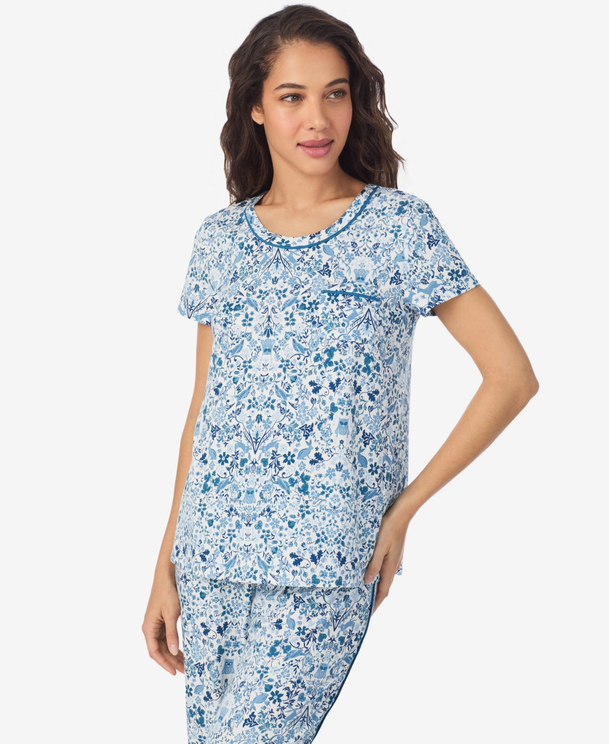 Cuddl Duds Women's Short Sleeve Cropped Pajama Set In Multi