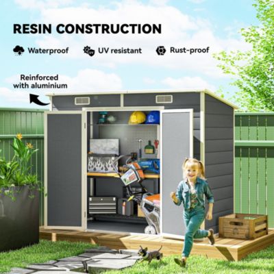 8' x 4' Outdoor Storage Shed, Resin Shed with Floor
