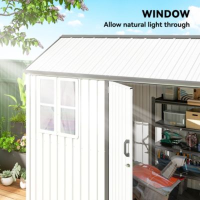 8&#39; x 6&#39; Metal Garden Storage Shed W/ Windows &amp; Vents,