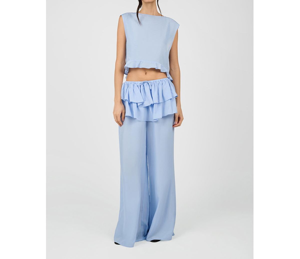 WeWoreWhat Women's Ruffle Waist Flare Pant