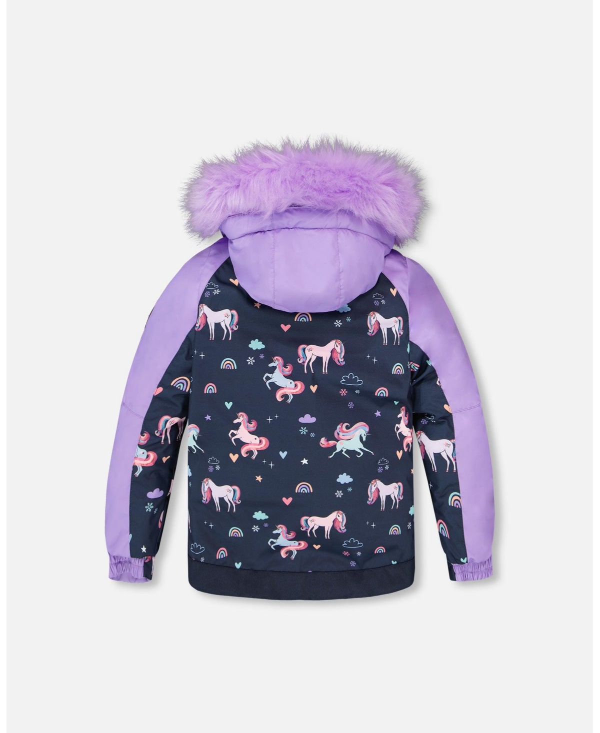Deux par Girl Two-Piece Play Snowsuit with Printed Colorblocked Jacket Lavender