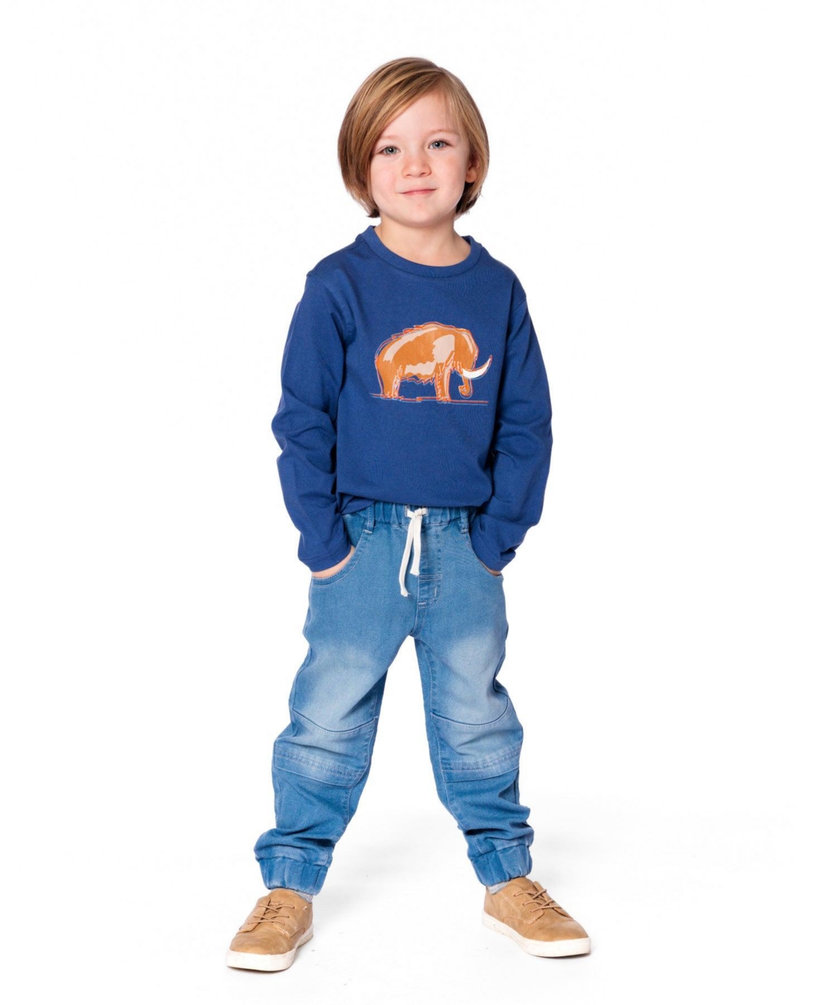 Deux par Boy Cotton Long Sleeve T-Shirt Blue