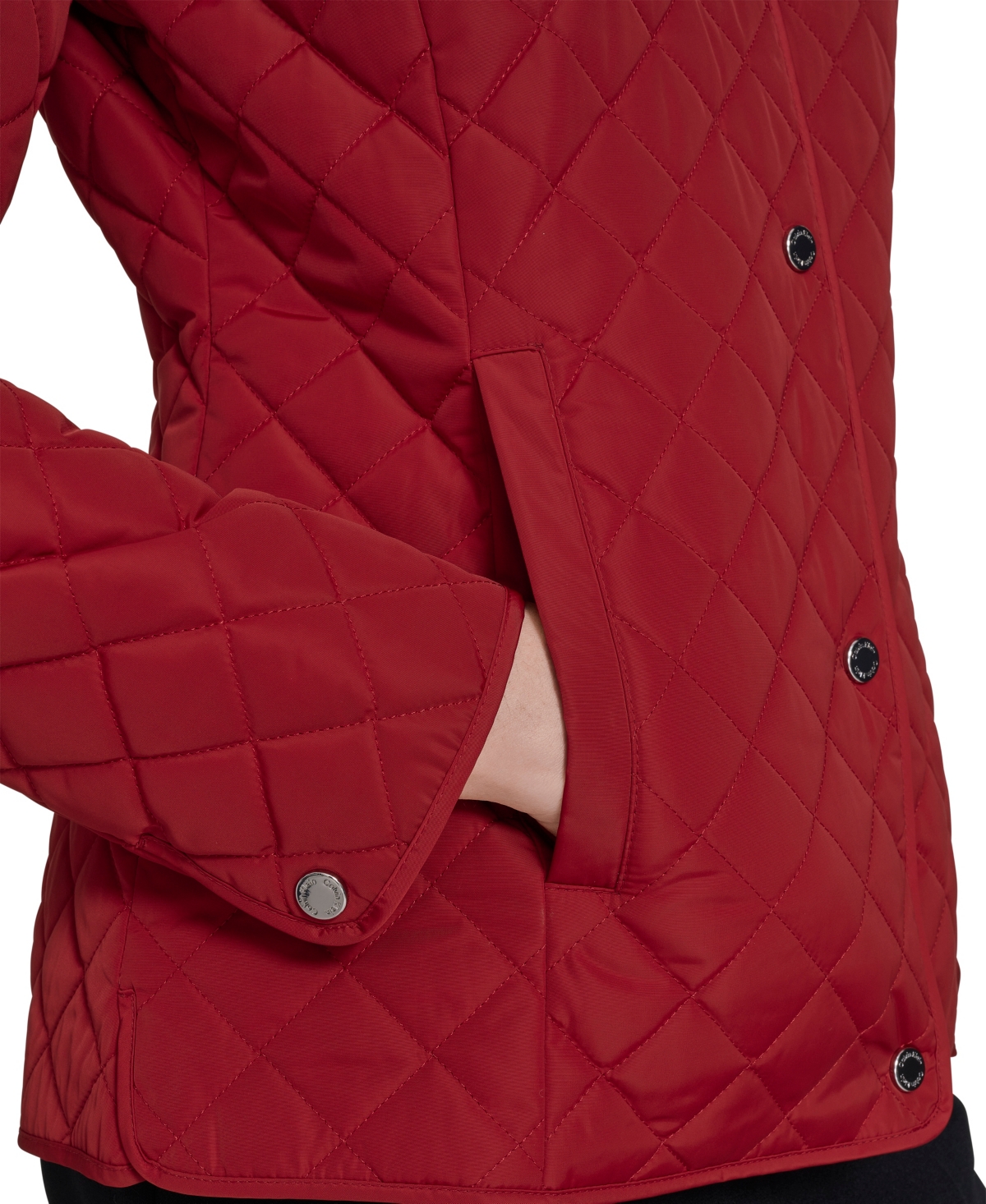 Calvin Klein Womens Collared Quilted Coat In Red