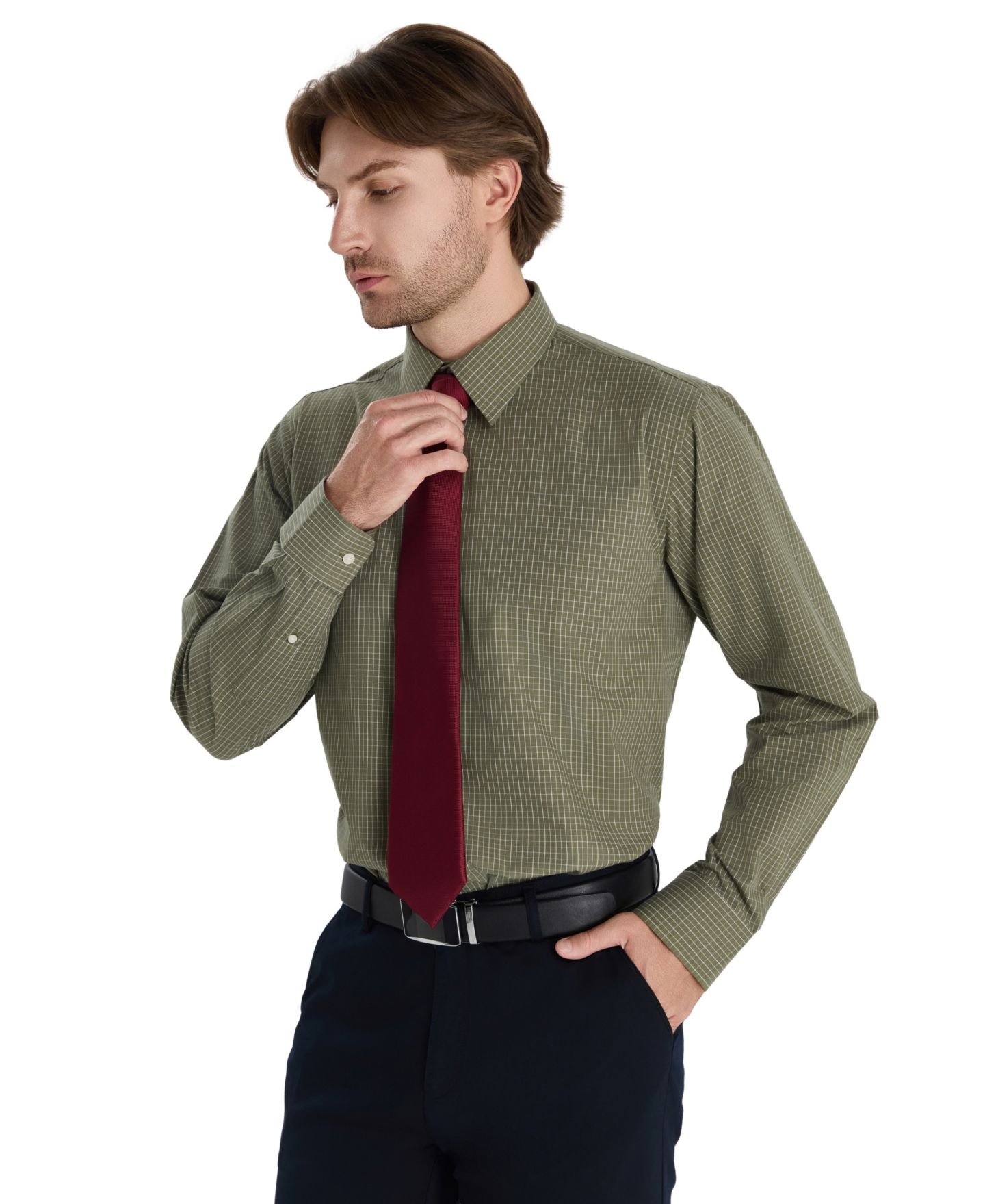 Мужская рубашка Club Room Regular-Fit Micro Check Dress Shirt, цвет: Зелёный — фото 1
