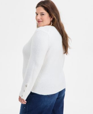 Trendy Plus Size Embellished-Cuff Sweater, Macy's Exclusive