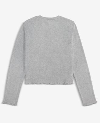 Girls 7-16 Lettuce-Edge Embroidered-Bow T-Shirt