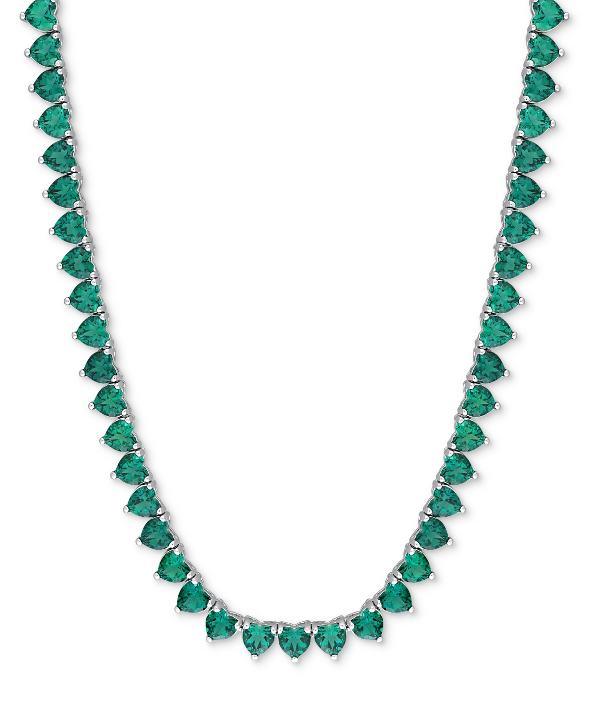 Macy's Lab Grown Emerald (24 Ct. T.w.) 18" Collar Necklace In Sterling Silver In Green