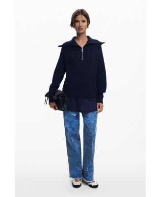 Women's Cable-knit sweater with zipper