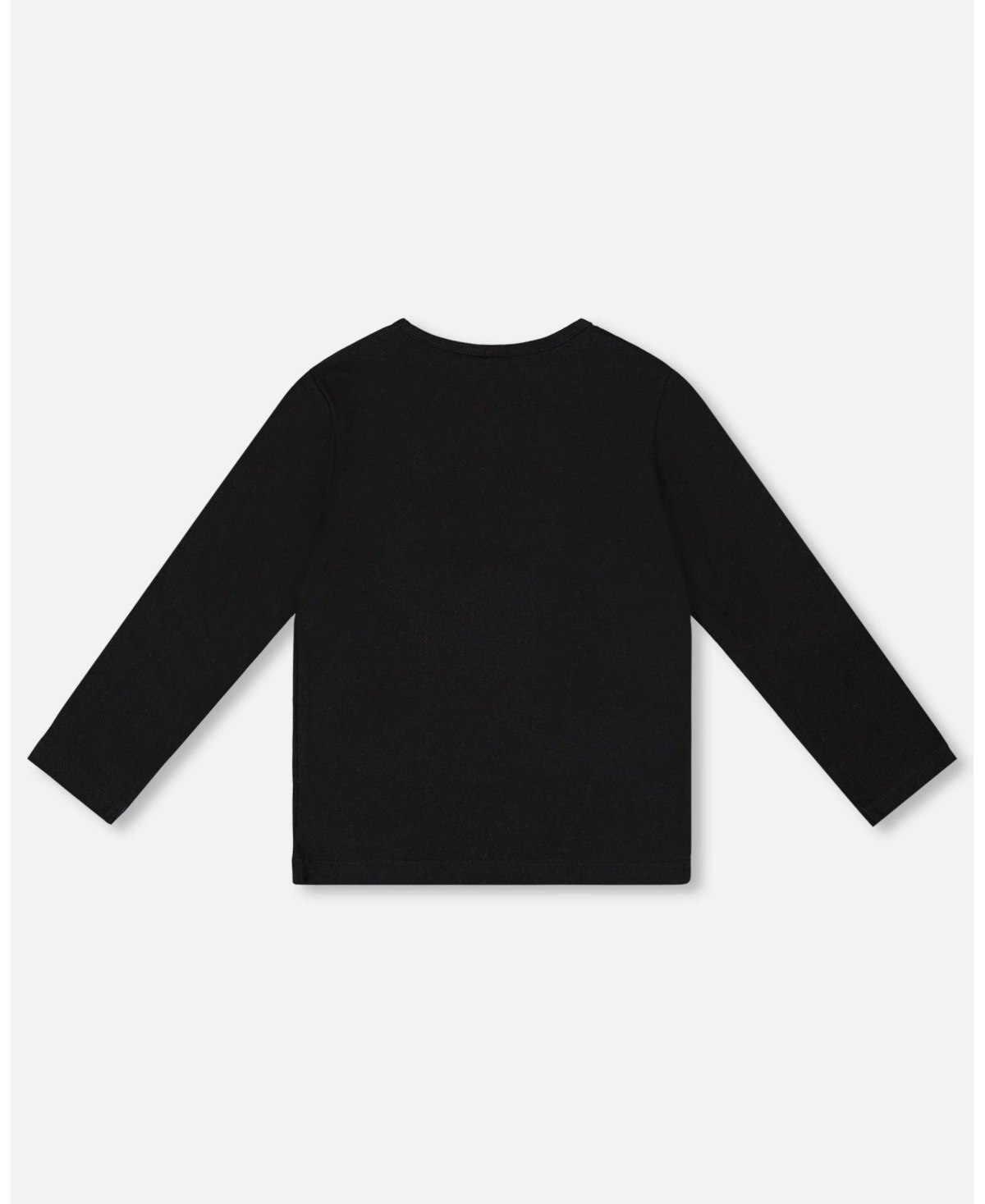 Deux par Girl Cotton T-Shirt Black with Dalmatian