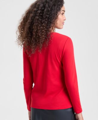 Women's Festive Trees Long-Sleeve Top, Macy's Exclusive
