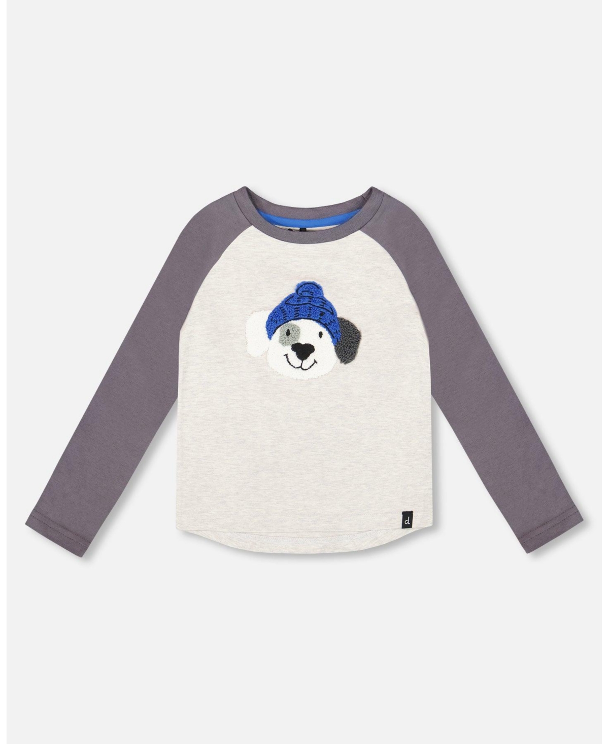 Deux par Boy Raglan Sleeve Cotton Jersey Tee Light Heather Gray
