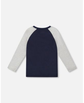 Little Boys Long Raglan Sleeve Jersey Tee Navy Blue - Toddler|Child