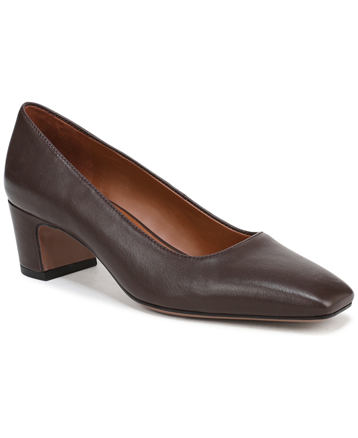Franco Sarto Franco Salino Pump (Chocolate Brown Leather) 8.0 M Slip On Fit, Square Toe, Slip-On Fit