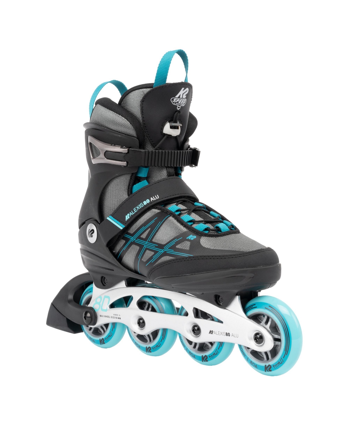 Alexis 80 Alu Gray-Cyan Womens Inline Skates - Gray/cyan