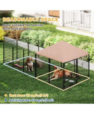 Dog Kennel Outside with Rotating & Adjustable Height Bowls