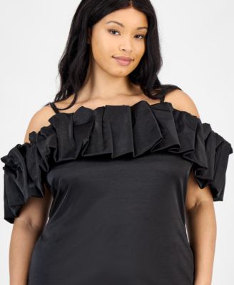 Trendy Plus Size Bubble-Trim Scuba Bodycon Dress