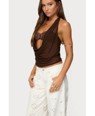 Women's Issey Layered Bandeau,Bra Cowl Neck Top