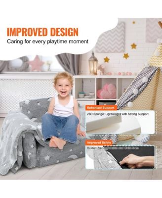 Convertible Kids Sofa to Lounger, Glow-in-the-Dark Flip-Out Couch for Bedroom Use