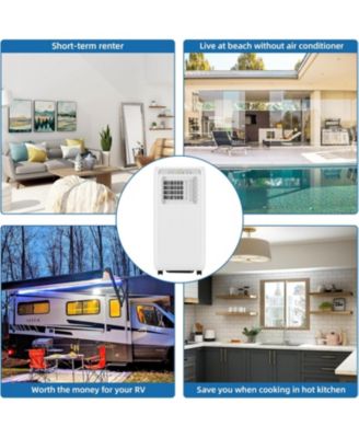 8,000 BTU Portable Air Conditioner - Compact, Lightweight, Built-in Wheels, User-Friendly Controls, Efficient Cooling for Small to Medium Rooms