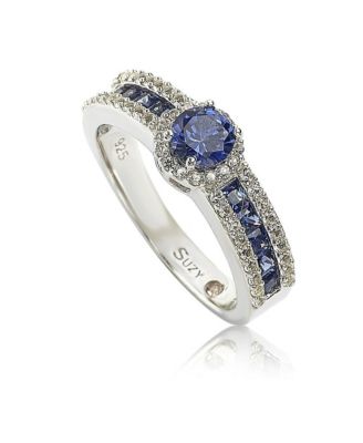 Suzy Levian Sterling Sapphire & Created Sapphire Multi Set Proposal Ring