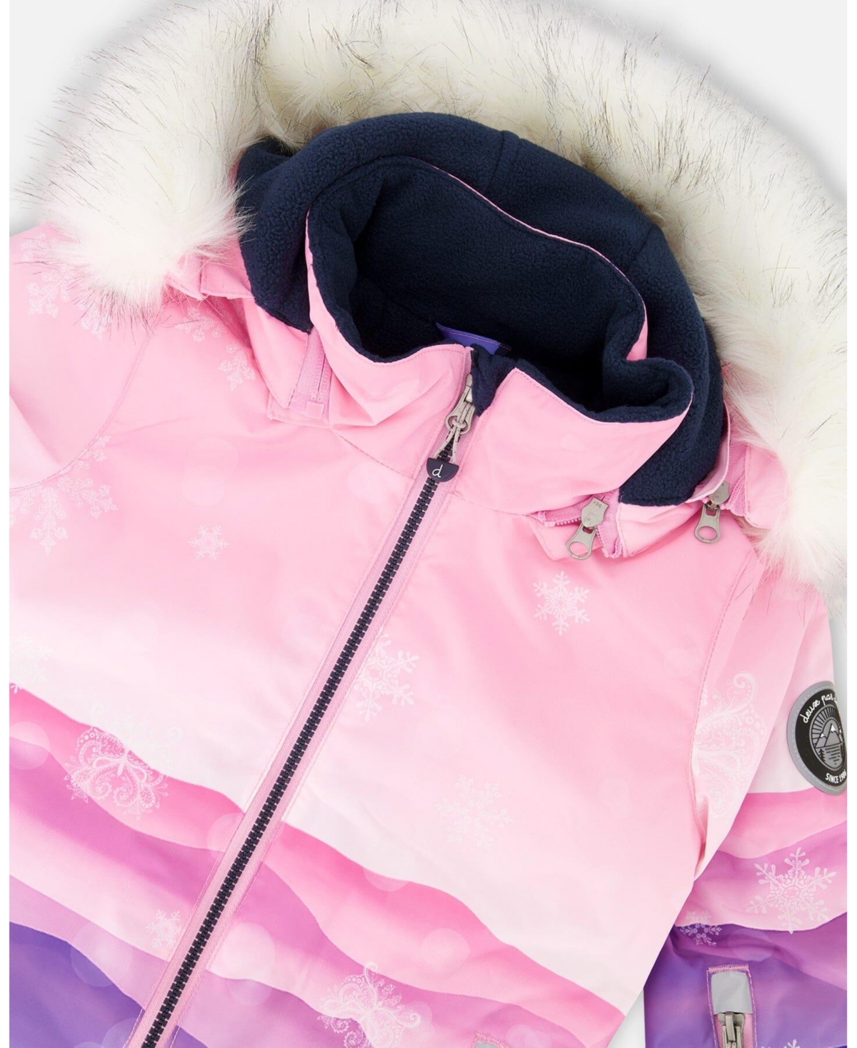 Deux par Girl Two-Piece Play Snowsuit with Printed Jacket Navy Blue