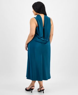 Trendy Plus Size Satin Scarf Midi Dress