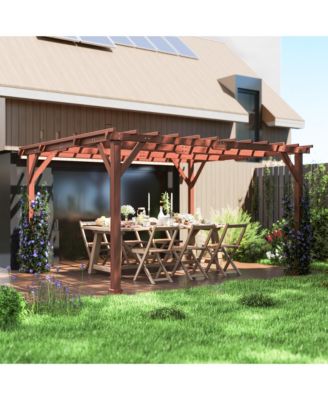 11' x 12.5' Outdoor Wood Pergola with Grape Trellis,
