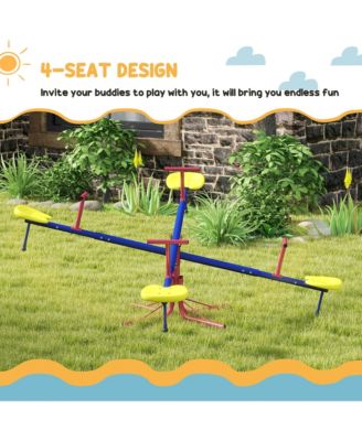 Teeter Totter for Kids with 4 Seats for 3-8 Years,