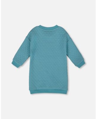 Girl Quilted Tunic Dress Turquoise Blue - Child