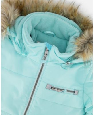 Girl Two-Piece Play Snowsuit Blue Flower Print - Toddler|Child