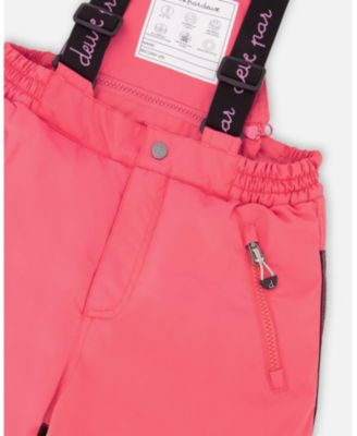 Girl Two-Piece Play Snowsuit Flash Coral with Butterfly Print Jacket - Child