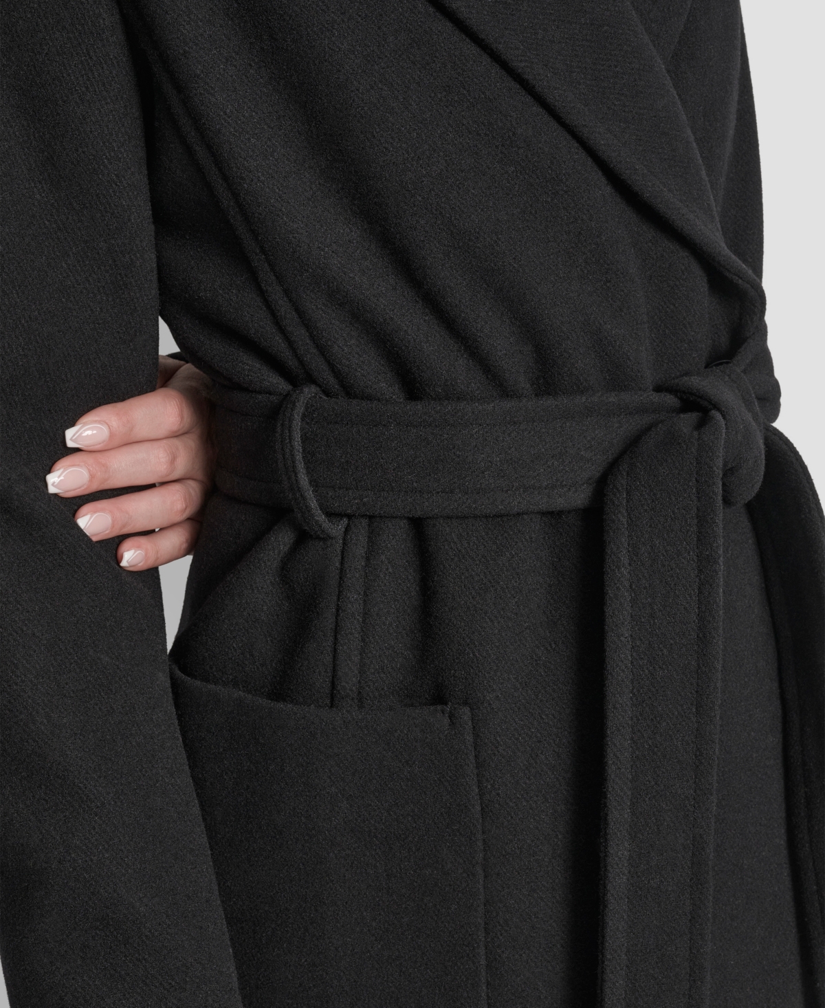 Dkny Women's Notch Collar Belted Wrap Coat In Black