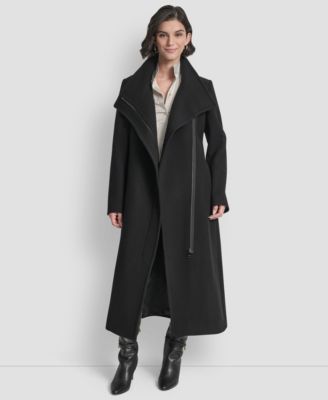Women's Wing Collar Asymmetrical Wrap Coat