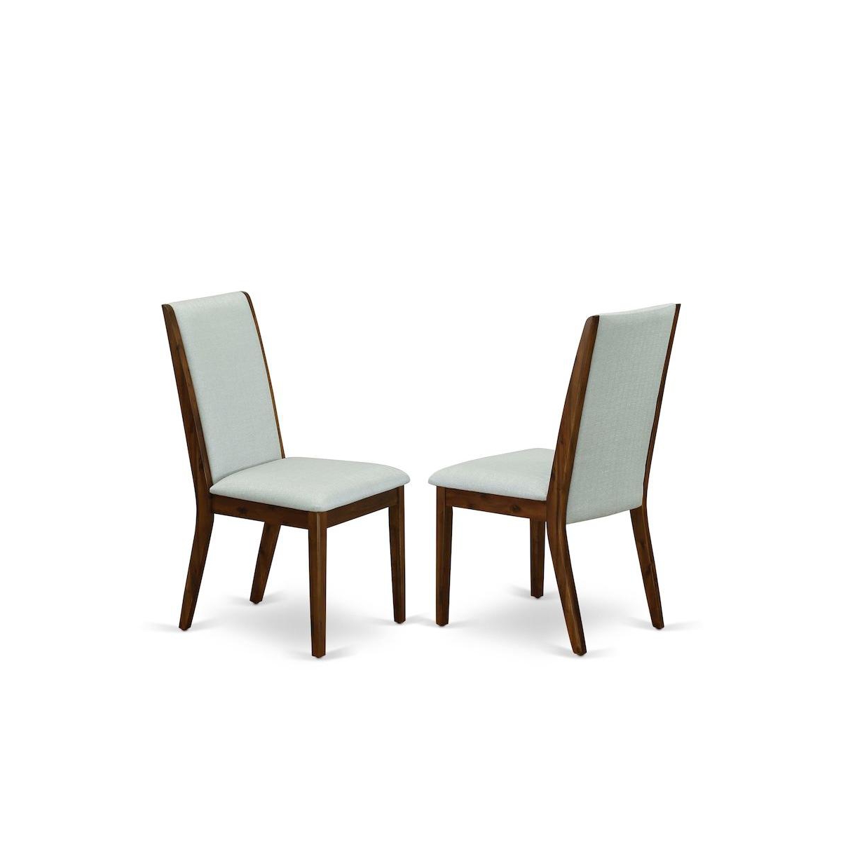 East West Furniture 3 Piece Modern Dining Table Set Contains 1 Drop Leaves Dining Room Table and 2 Grey Linen Fabric Upholstered Chair with High Back