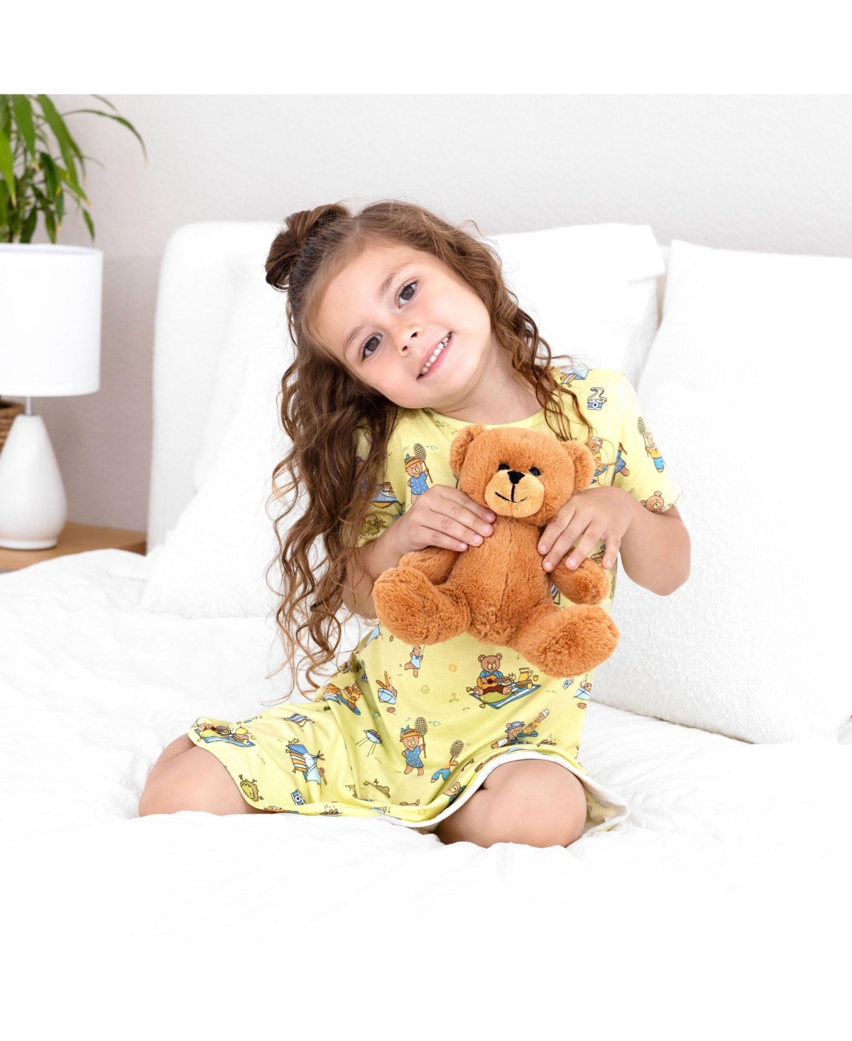 Bellabu Bear Baby Girls Teddy Bear Picnic Short Sleeve Dress