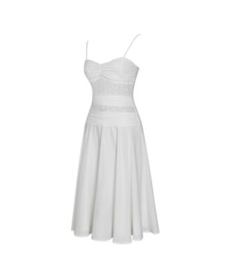 Women's Maelis White Eyelet Drop Waist Cotton Midi Dress