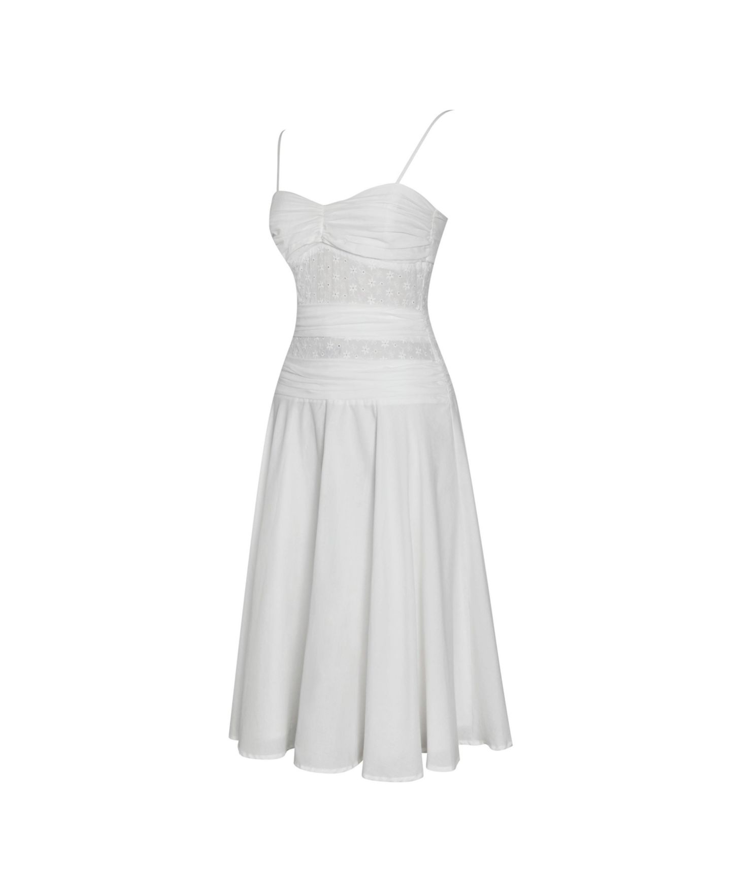 Женское платье Miss Circle Maelis White Eyelet Drop Waist Cotton Midi, цвет: Белый — фото 10