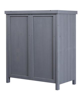 Wooden 36.25 in x 31.5 in Garden Storage Tool Shed with Galvanized Top,