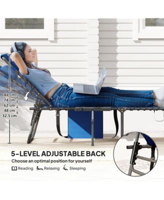 Folding Chaise Lounge ning Chair w/ Adjustable Back