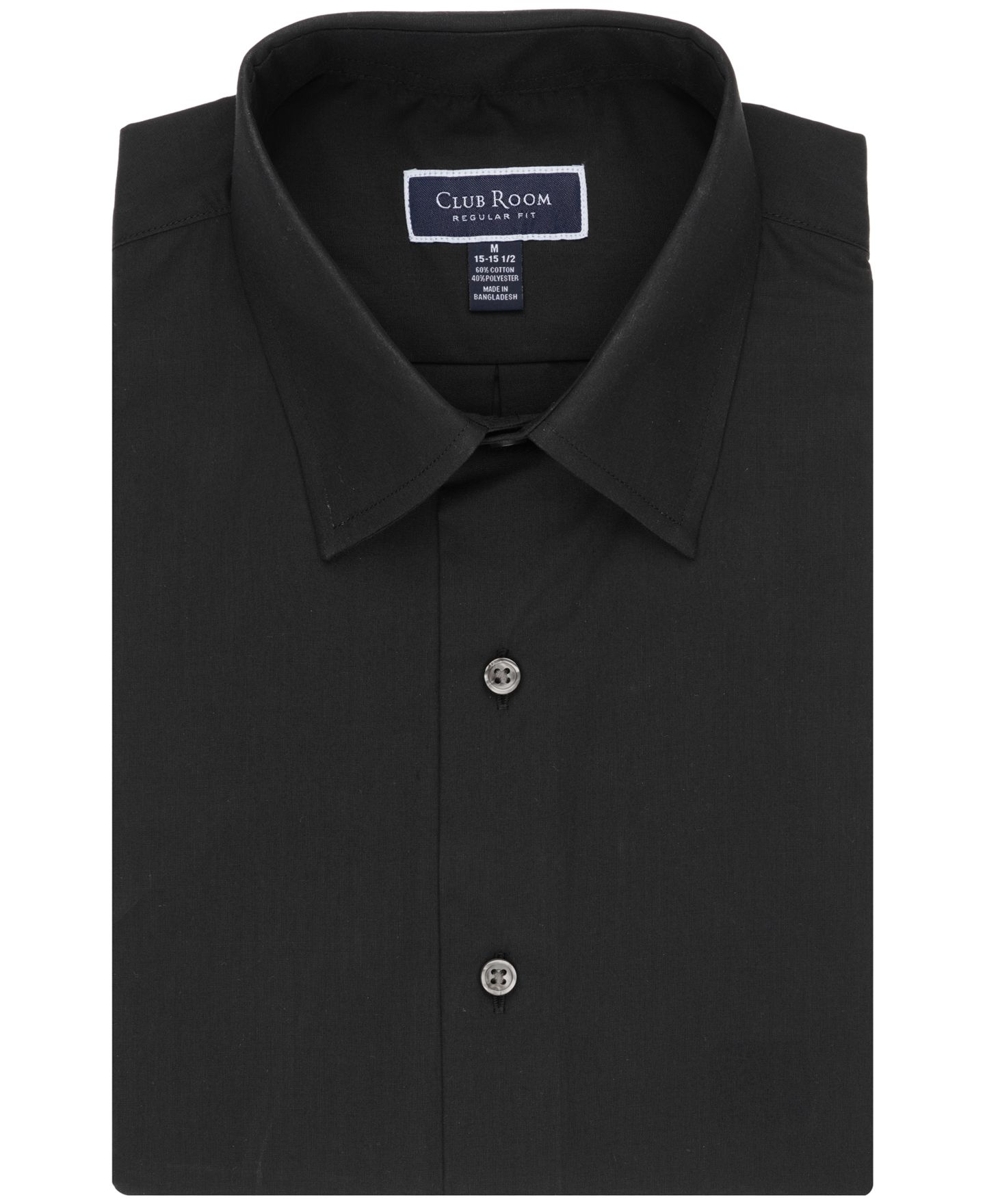 Мужская рубашка Club Room Regular Fit Solid Dress Shirt, цвет: Чёрный — фото 8