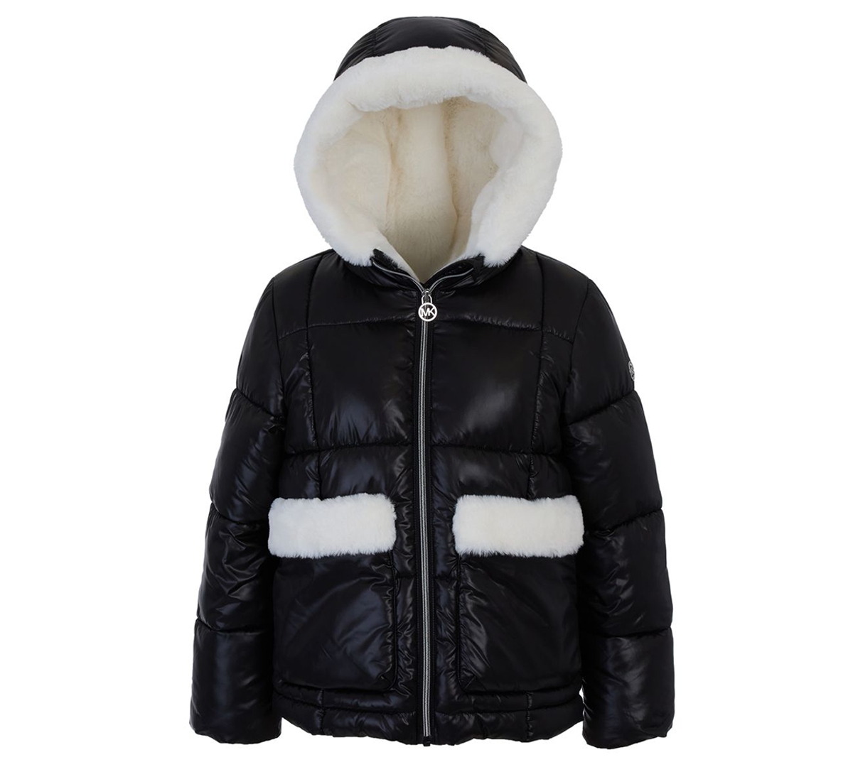 Michael Kors Kids' Toddler And Little Girls Faux Fur Pocket Puffer Jacket In Black