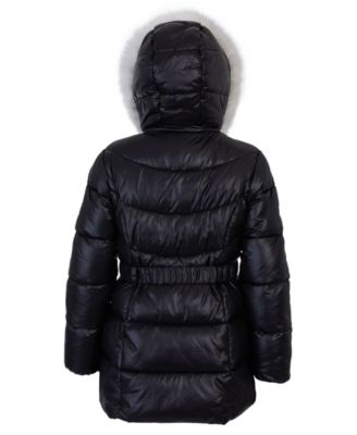 Big Girls Belted Stadium Puffer Jacket