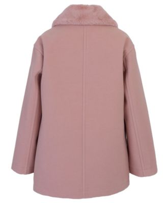 Toddler and Little Girls Detachable Faux Rabbit Fur Collar Jacket